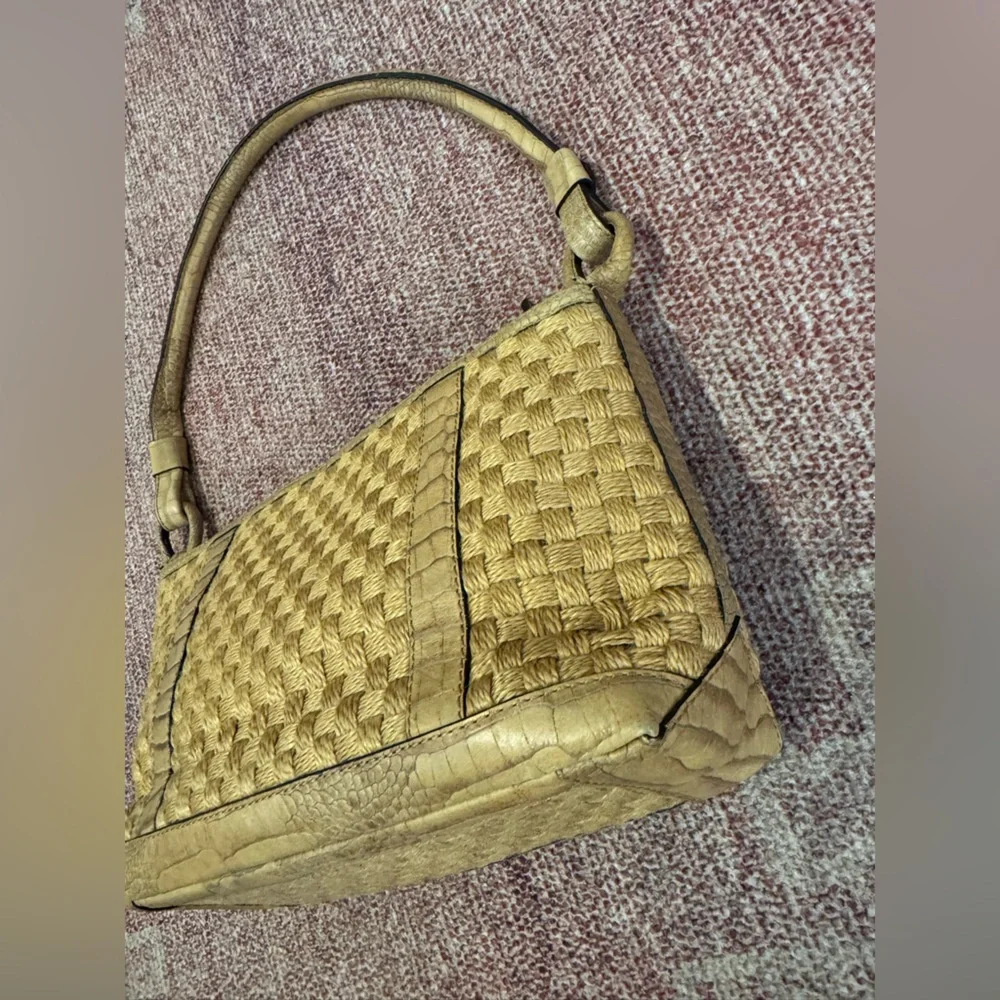 Adrianne vittadini leather and rattan small shoulder bag in like new condition